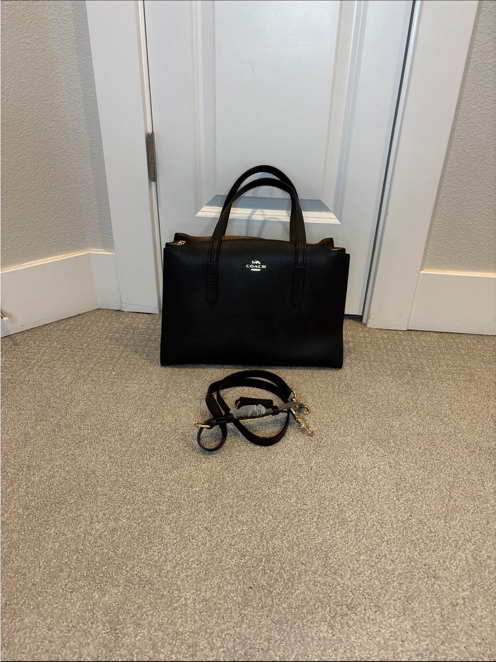 Coach Black Pebbled Leather Satchel with Removable Strap